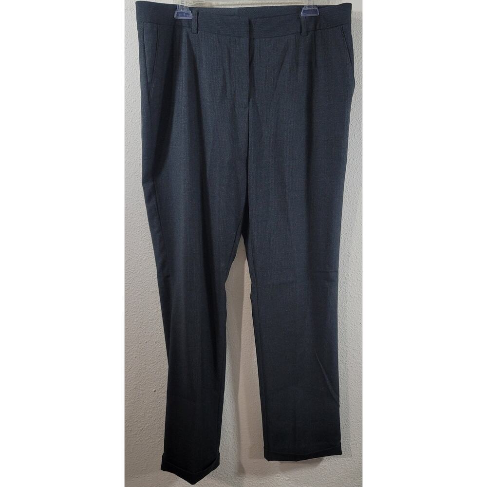Worthington Charcoal Pinstripe Modern Fit Pleated Front Dress Pants 14 Stretch